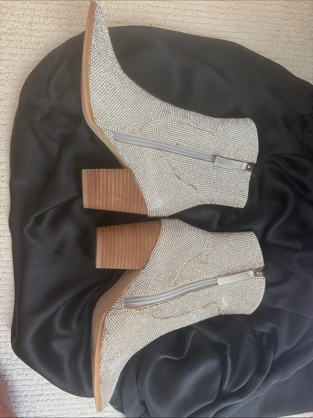 Embellished Silver Ankle Boots